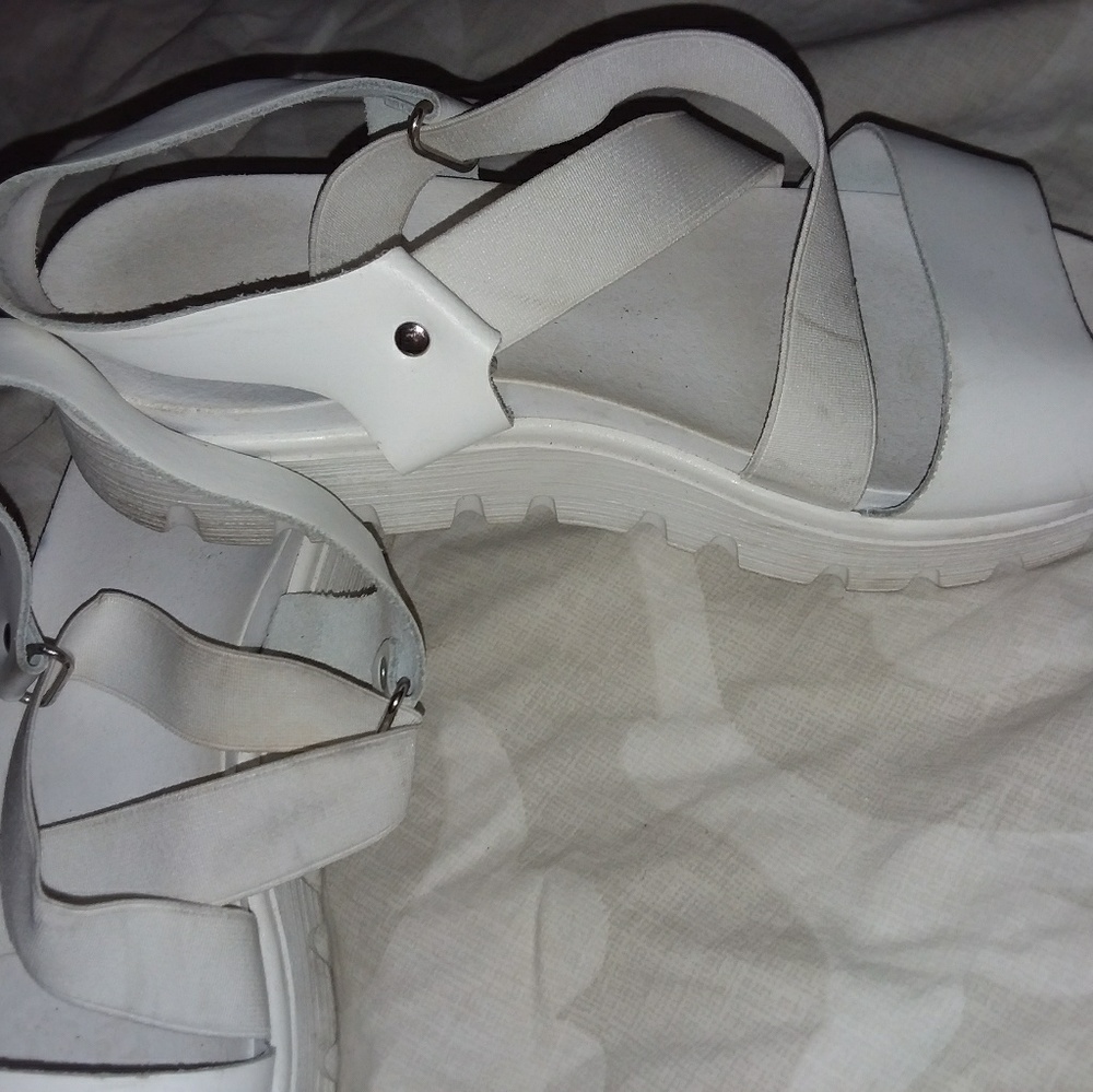 White platform sandals